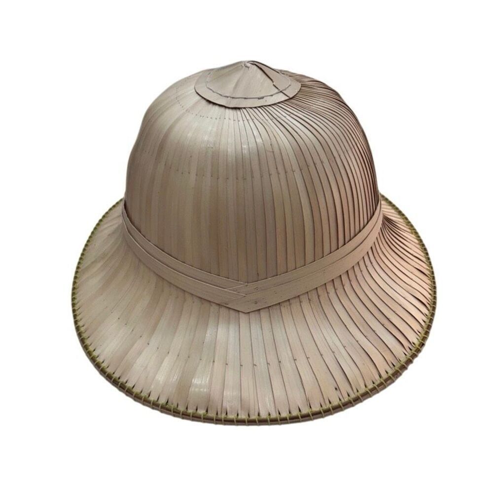 Vintage Hand Woven Colonial Explorer Straw Sun Hat OS Tan Traditional Gardening